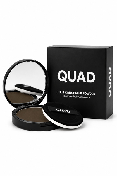 QUAD بودرة تغطية الشعر واللحية باللون البني الداكن/البني المحمر للجنسين - تأث...