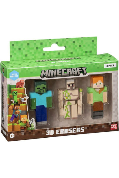 MINECRAFT Σετ Γομολάστιχες 3D Mc4021c 3 Τεμάχια