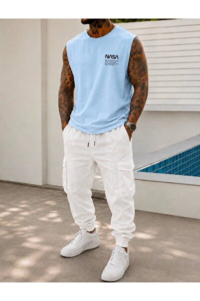 TREND EMMODA Men's Nasa Printed Zero Sleeve Round Neck White Sports T-Shirt /...