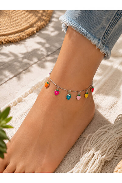 MODA MANANI Silver Color Chain Mixed Color Strawberry Fruit Detailed Summer A...