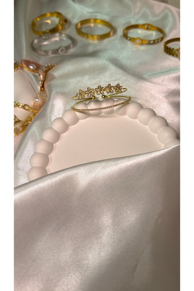 JADE ACCESSORY Premium | Altın Kaplama Yıldızlı Çift Kelepçe Bilezik 316 L