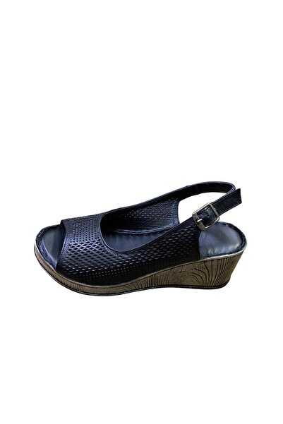Legend Women's Wedge Heel Perforated Inner and Outer Genuine Leather Sandals