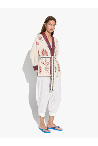 PARFOIS Kadın Keten Nakışlı Kimono