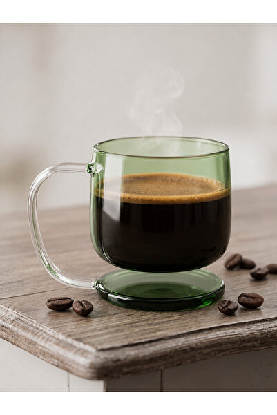 ASSA BAZAAR Green Glass Coffee Cup Heat Resistant Borosilicate Mug with Glass...