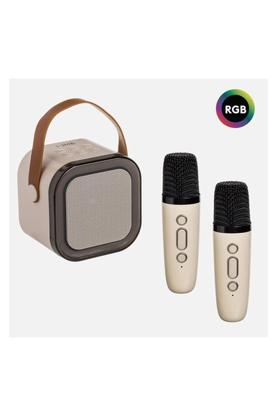 OEM Set boxă karaoke Bluetooth 5W cu lumini RGB și 2 microfoane wireless