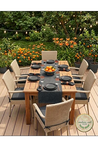 Madame Asel Home BAHÇE BALKON SANDELYE MİNDERİ CANVAS KUMAŞ
