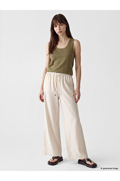 LC Waikiki Rmz Gi̇yi̇m Farkiyla Women's Wide Leg Pants with Waist Cord