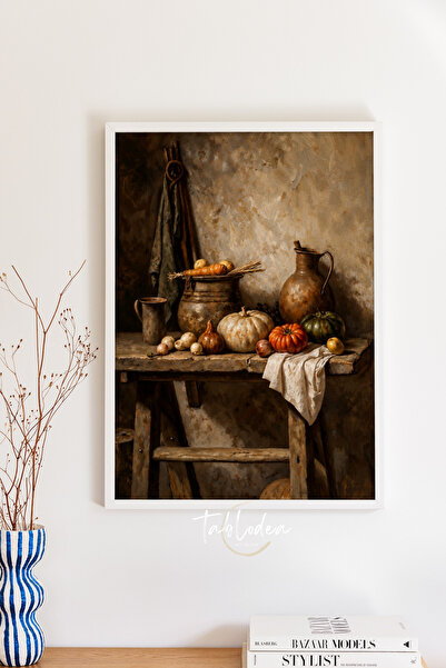 tablodea Rustic Pumpkin and Vegetable Themed Vintage Still Life Kitchen Paint...