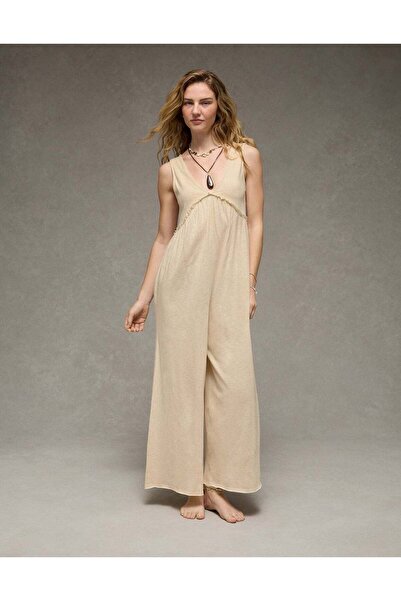 AMERICAN EAGLE بدلة قطعة واحدة محبوكة برقبة على شكل V من AE Sunchaser