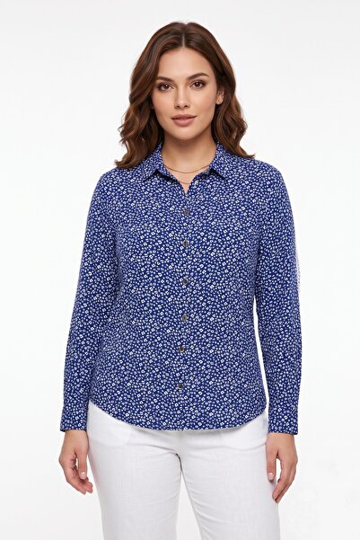 BAGLAN Women's Collared Floral Blouse Bgl-St05590