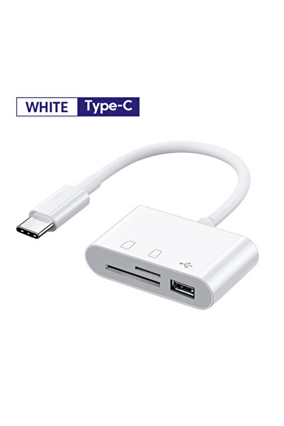 Choice1 WHITE 3 In 1 Type C Adapter TF SD Memory Card Reader OTG USB C USB2.0...