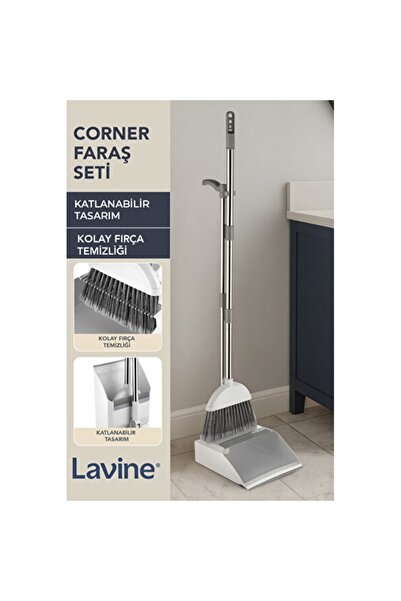 Empressco Lavine Corner Fırçalı Faraş Seti Paslanmaz Çelik Saplı Katlanabilir