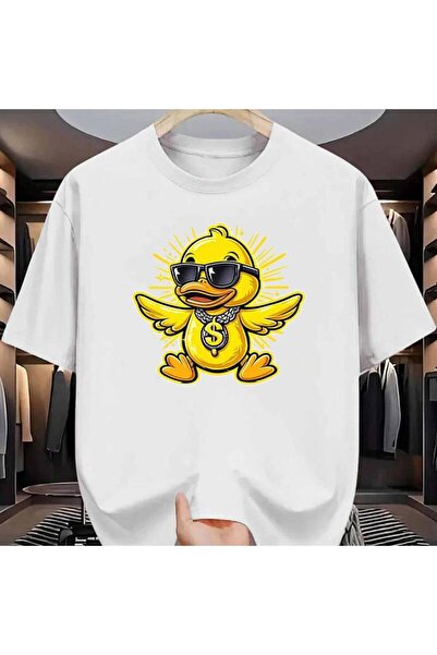 2mcup Cool Duck Men's TShirt Hip Hop Glasses Dollar Chain Pattern Pure Cotton...