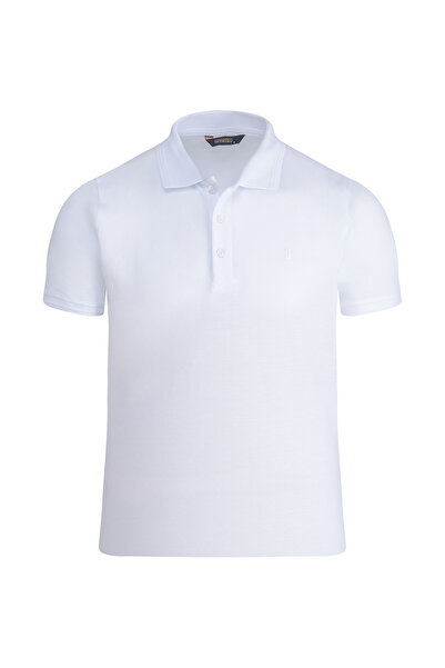 Hatemoğlu Beyaz Regular Fit 100% Pamuk Polo Yaka Tişört