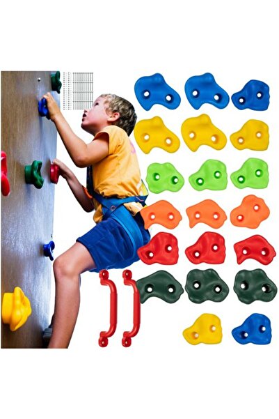 KRUZZEL Set complet de alpinism pentru copii cu 20 pietre de escalada multico...