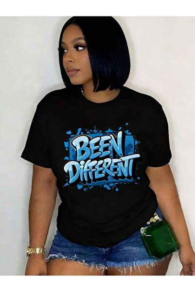 BASEPULSE Women'S Oversized Graphic Short-Sleeve Tee Blue Graffiti Inspired D...