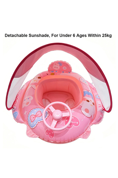 Choice1 Pink Sunshade Swim Tube Inflatable Swimming Seat Ring Pool Float Swim...