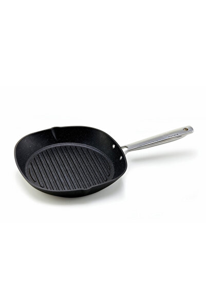 moneta Tigaie tip grill Alluflon, Aluminiu, Antiaderenta, Negru, 28x28 cm