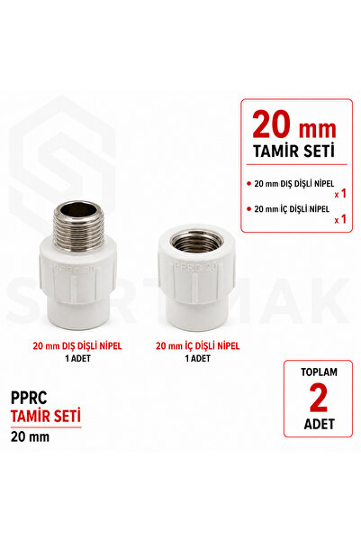 FIRAT PPRC 20 mm Tamir Seti İç Dişli + Dış Dişli Nipel 1/2" 2 Parça Temiz Su ...