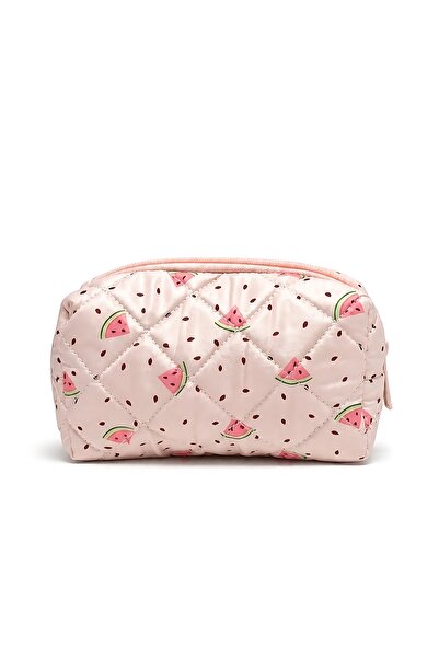 SHAKA Watermelon Patterned Shk114 Quilted Zippered Makeup Bag