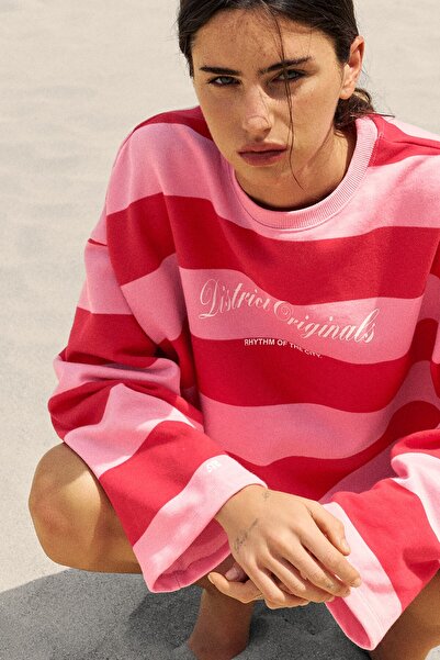 Pull & Bear Oversize çizgili sweatshirt