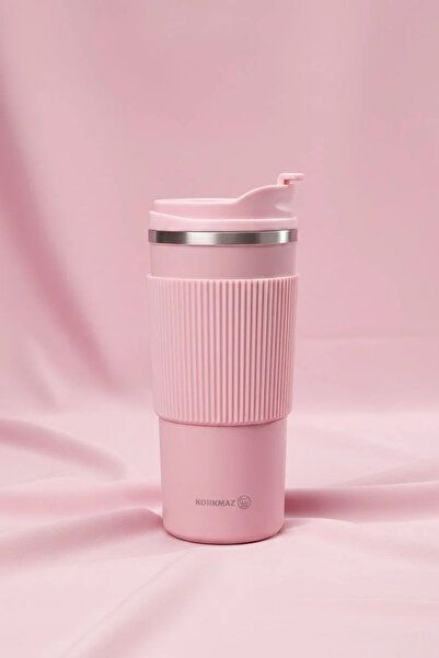 KORKMAZ Freedom Plus Coffee Mug 480 ml – Stainless Steel Thermo Coffee Cup Pink