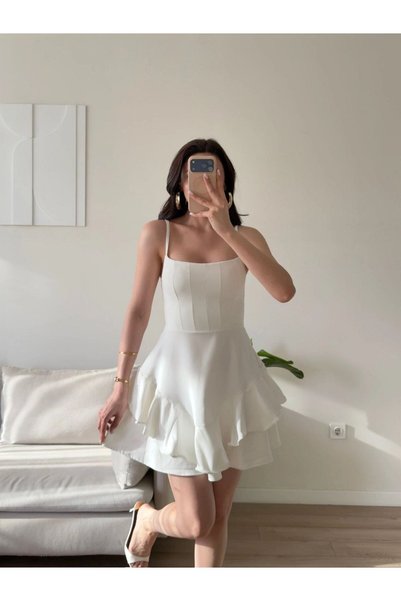 heree Women's Rope Strap Flounce Mini Dress