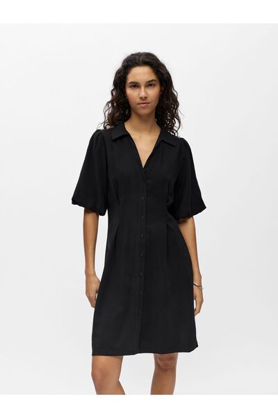 Object Kleid V-Ausschnitt Puffärmel