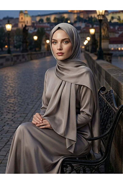 Nûda - Tarzın Değil , Tavrın Zarafeti Evening Dress Satin Janjan Shawl Silver...