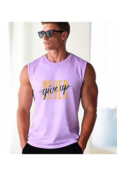 TREND EMMODA Ανδρικό μπλουζάκι Never Give Up με γραπτό σχέδιο, στρογγυλή λαιμ...