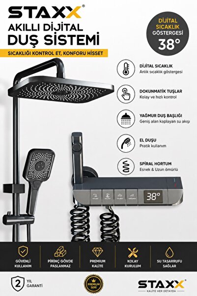 STAXX POWER Yeni Model Led Piano 5 Fonksiyonlu Kendinden Banyo Bataryalı Diji...