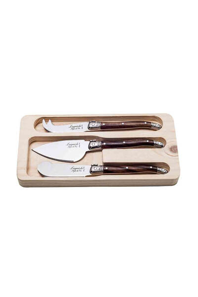 Style de Vie Set 3 cutite pentru branza Laguiole, Maro/Argintiu