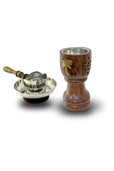TEEBCOM Bakhoor Burner Set (2 Pieces) | Burner Steel with Wooden Arm + Beauti...