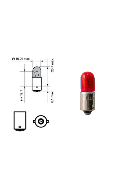 RapidAuto Set 2 becuri auto BestAutoVest 12V 4W Ba9s T8.5 , rosu , bord si po...