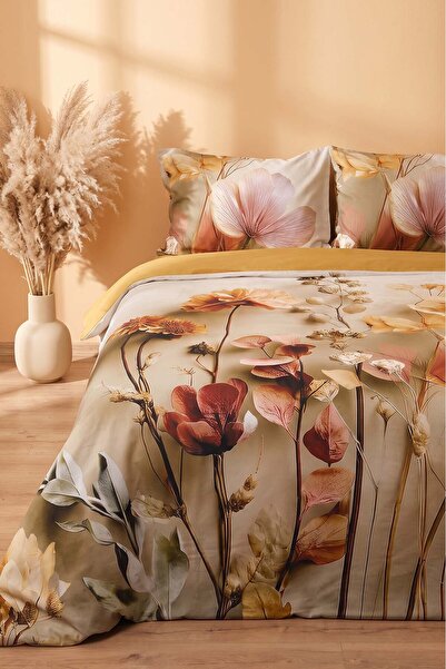 Rivaİstanbul Gold Eloni 3D Flower Double Duvet Cover Set – 4 Pieces