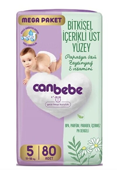 Canbebe Baby Diapers Mega Pack Junior Size 5 (11-18kg) 80 Pcs