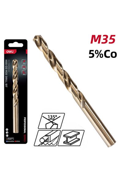 Deli τρυπάνι DH-MHZ100-E2 για μέταλλο, M35 HSS 5% κοβαλτίου, DIN 388, 10x133m...