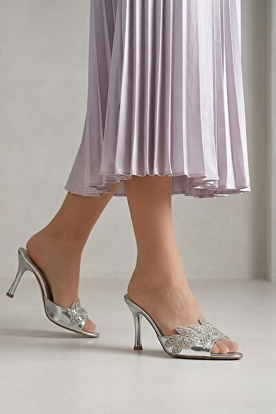Gökhan Talay Melantha Flexible Soft Non-Slip Sole (8 cm) Lame Metallic Stone ...