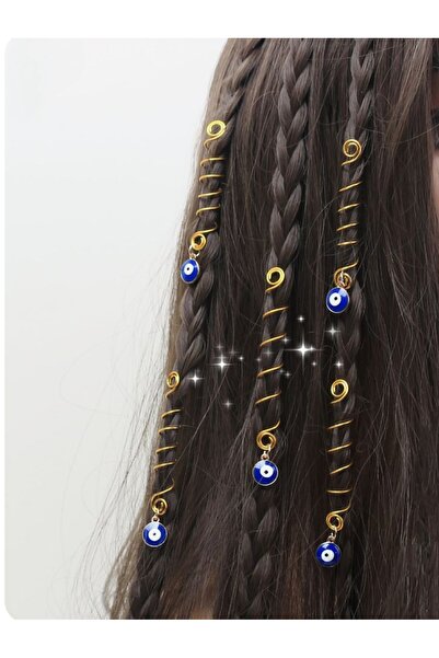 hbtasarim Nazarlı Gold Sheet Metal Rings ☀️ Haircuff Hair Accessory Set