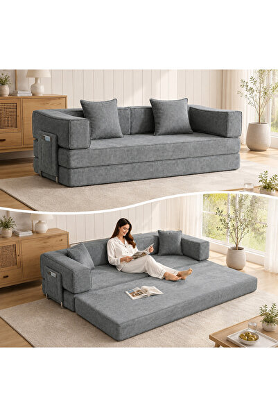 Generic Sofa Bed, 5-in-1 Convertible Sofa with Washable Cover, 50D Foam Floor...
