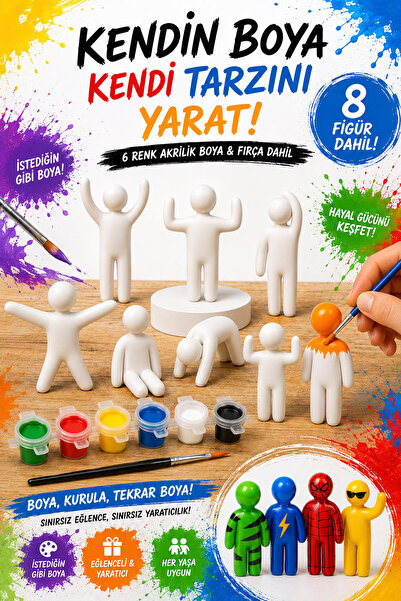 Maygiy Meccha Chameleon 3D Baskı 8'li Figür Boyama Seti | 6 Renk Akrilik Boya...