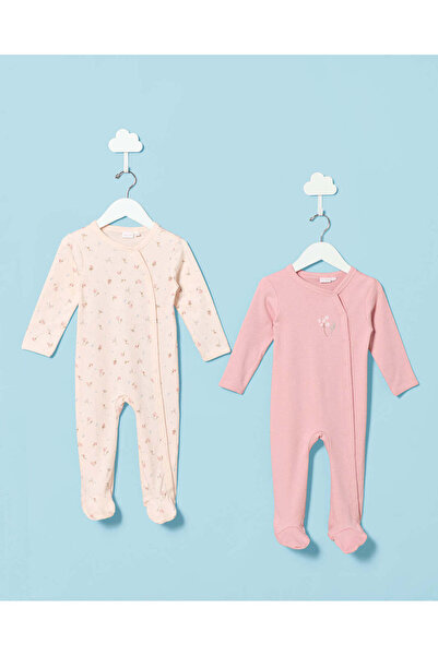 REDTAG Boy Pink And Ivory Plain Sleepsuit 2 Piece Set