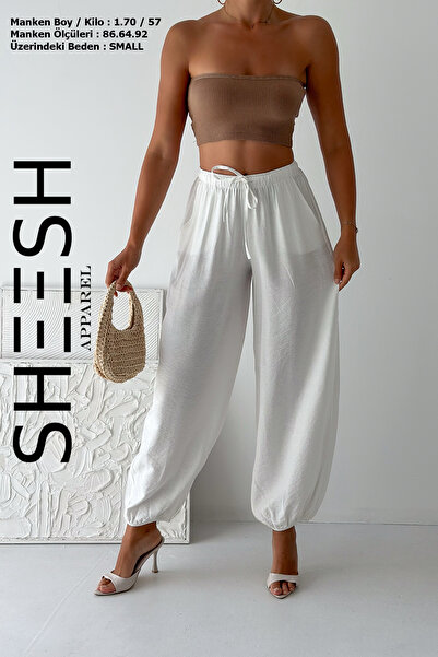 SHEESH APPAREL Flowy Viscose Linen Blend Shalwar Pantalon