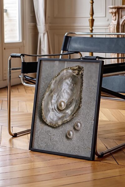 Postifull Oyster and Pearl Poster, Black Framed Poster, Old Money Series, No:...