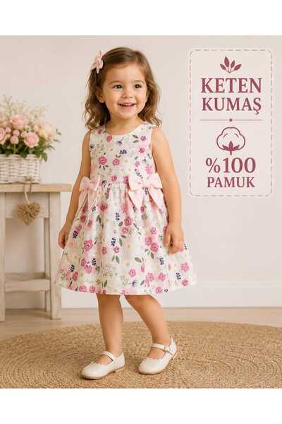 Serkon BABY 100% Cotton Linen Bow-Decorated Girls' Bolero Special Day - Birth...