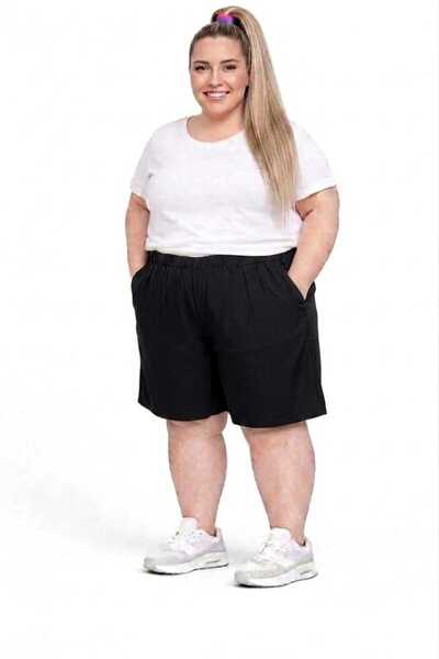 MONAMORE Women's Cotton Fabric Curve Plus Size Viscose Bermuda Shorts