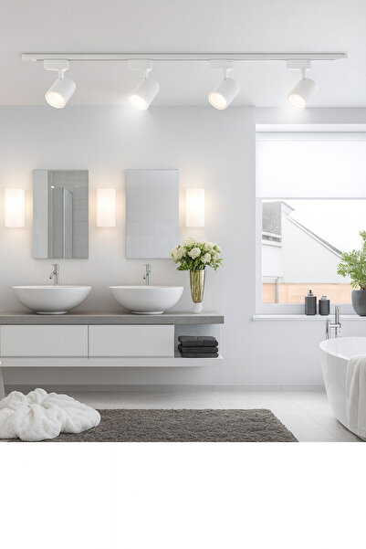 Empressco 6 Adet Beyaz Kasa ve Günüışığı Işık 270° Led Ray Spot + 2m Raylı Ar...