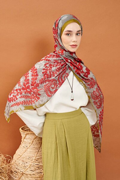 Silk Home Riva Shawl Tencel Spring Blossoms Red