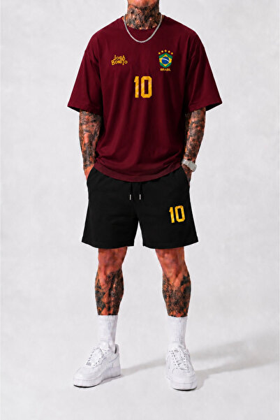 ZAVIXO Men's Premium Oversize T-Shirt and Shorts Set Brazil 10 Printed