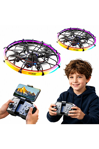 Airvolt UFO Tasarımlı RGB LED Işıklı HD Kameralı Drone Koruma Kafesli